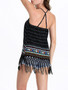 Casual Fringe Printed Spaghetti Strap Sleeveless T-Shirt