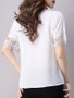 Casual V-Neck Fancy Hollow Out Plain Short Sleeve T-Shirt