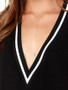 Casual Deep V-Neck Curved Hem Color Block Sleeveless T-Shirt