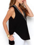 Casual Deep V-Neck Curved Hem Color Block Sleeveless T-Shirt