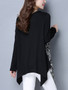 Casual Round Neck Asymmetric Hem Printed Long Sleeve T-Shirt