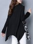 Casual Oversized Asymmetric Hem Printed Long Sleeve T-Shirt