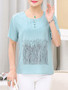Casual Practical Round Neck Printed Short Sleeve T-Shirt