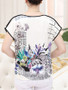 Casual Contrast Trim Floral Printed Short Sleeve T-Shirt