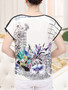 Casual Contrast Trim Floral Printed Short Sleeve T-Shirt