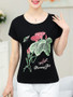 Casual Practical Round Neck Floral Printed Short Sleeve T-Shirt