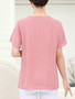 Casual Embroidery Round Neck Vented Short Sleeve T-Shirt