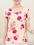 Casual Round Neck Floral Printed Short Sleeve T-Shirt