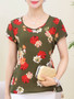 Casual Round Neck Floral Printed Short Sleeve T-Shirt