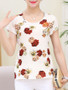 Casual Round Neck Floral Printed Short Sleeve T-Shirt