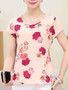 Casual Round Neck Floral Printed Short Sleeve T-Shirt