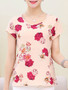 Casual Round Neck Floral Printed Short Sleeve T-Shirt