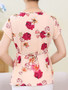 Casual Round Neck Floral Printed Short Sleeve T-Shirt