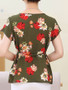 Casual Round Neck Floral Printed Short Sleeve T-Shirt