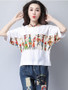 Casual Round Neck Cartoon Printed Cuffed Short Sleeve T-Shirt