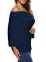 Casual Off Shoulder Hollow Out Plain Long Sleeve T-Shirt