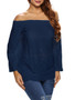 Casual Off Shoulder Hollow Out Plain Long Sleeve T-Shirt