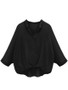 Casual V-Neck Plain High-Low Batwing Sleeve Blouse