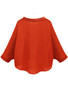 Casual V-Neck Plain High-Low Batwing Sleeve Blouse