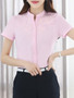 Casual Band Collar Embroidery Plain Blouse