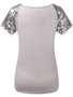 Casual Round Neck Glitter Raglan Short Sleeve T-Shirt