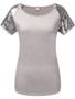 Casual Round Neck Glitter Raglan Short Sleeve T-Shirt