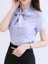 Casual Tie Collar Bowknot Polka Dot Blouse