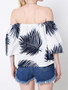 Casual Off Shoulder Leaf Printed Short Sleeve T-Shirt