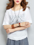 Casual Round Neck Printed Batwing Short Sleeve T-Shirt