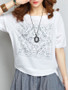 Casual Round Neck Printed Batwing Short Sleeve T-Shirt