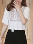 Casual Round Neck Tassel Embroidery Short Sleeve T-Shirt