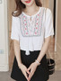 Casual Round Neck Tassel Embroidery Short Sleeve T-Shirt