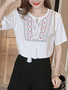 Casual Round Neck Tassel Embroidery Short Sleeve T-Shirt