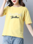 Casual Round Neck Embroidery Letters Short Sleeve T-Shirt