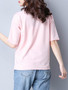 Casual Round Neck Embroidery Letters Short Sleeve T-Shirt