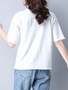 Casual Round Neck Embroidery Letters Short Sleeve T-Shirt