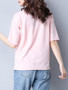 Casual Round Neck Embroidery Letters Short Sleeve T-Shirt