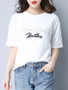 Casual Round Neck Embroidery Letters Short Sleeve T-Shirt