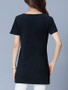 Casual Round Neck Hollow Out Plain Short Sleeve T-Shirt