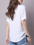 Casual Round Neck Patchwork Plain Short Sleeve T-Shirt