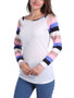 Casual Round Neck Striped Raglan Long Sleeve T-Shirt