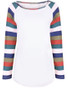 Casual Round Neck Striped Raglan Long Sleeve T-Shirt