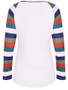 Casual Round Neck Striped Raglan Long Sleeve T-Shirt