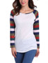 Casual Round Neck Striped Raglan Long Sleeve T-Shirt