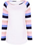 Casual Round Neck Striped Raglan Long Sleeve T-Shirt