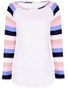 Casual Round Neck Striped Raglan Long Sleeve T-Shirt