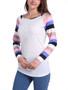 Casual Round Neck Striped Raglan Long Sleeve T-Shirt