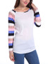 Casual Round Neck Striped Raglan Long Sleeve T-Shirt