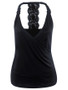 Casual Hot Deep V-Neck Decorative Lace Plain Sleeveless T-Shirt