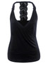 Casual Hot Deep V-Neck Decorative Lace Plain Sleeveless T-Shirt